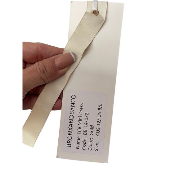 Bronx and Banco Isle Mini Dress Fringe Sequin Halter Neck Cocktail Gold Size 8 - Picture 11 of 15